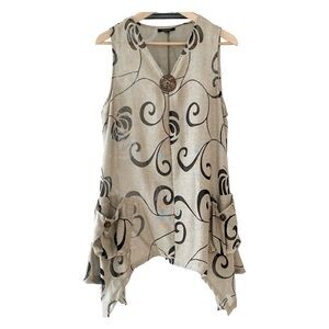 Kaktus Sleeveless Tunic Top Sharkbite Hem Pockets M